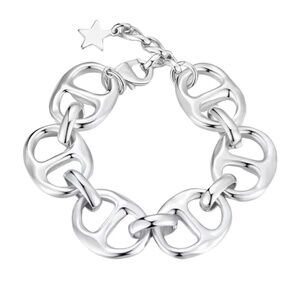 Platinum-Plated Double Link Chain Bracelet – Bold 7" Statement Piece